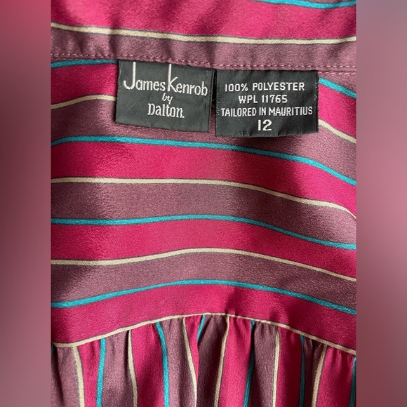 VTG James Kenrob Secretary Blouse Size 12 Womens Button Career Bow Tie - Picture 8 of 10